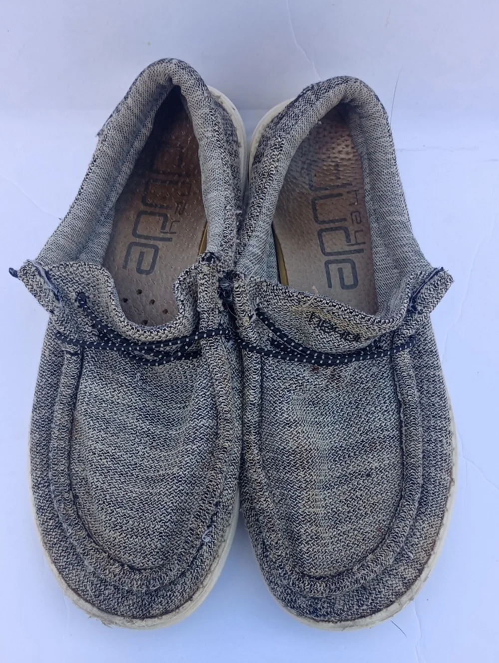 Hey Dude Wally Youth 6-7 EU 38 Stretch Ying Yang Knit Slip-On Comfort Shoes Grey
